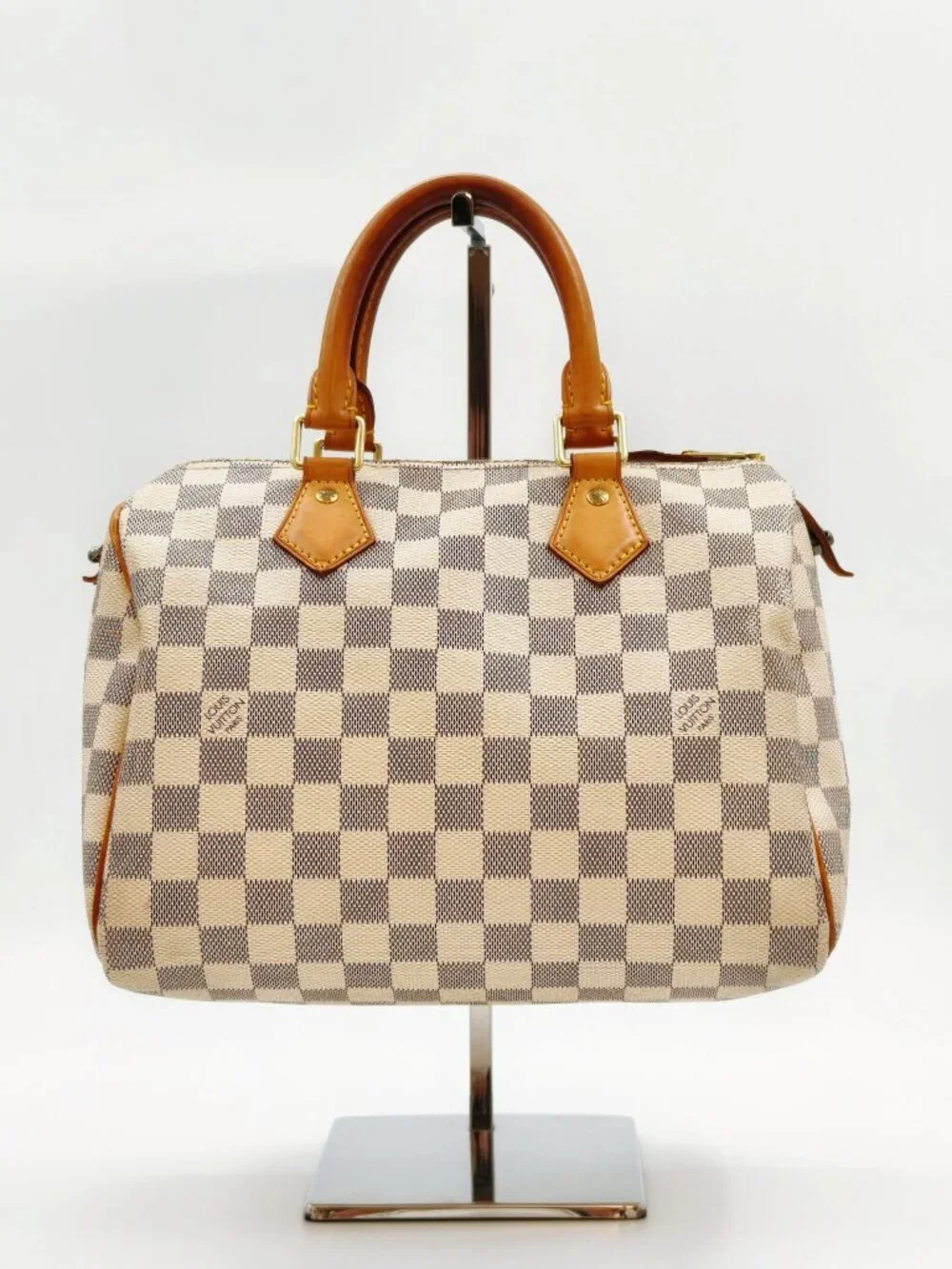 Louis Vuitton Damier Azur Speedy Bandoulière 30 White Checkered Satchel Bag - Picture 4 of 11